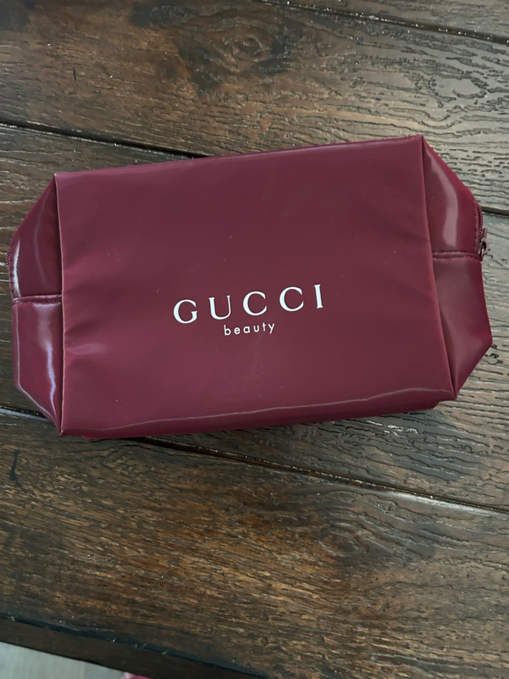 Gucci Beauty Burgundy Vinyl Cosmetic Pouch NEW